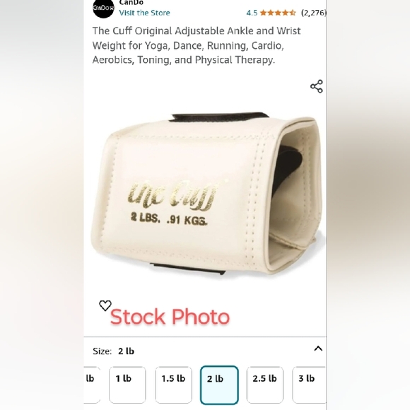 The Cuff Ankle Weights - Set of Two Cuff Weight, 2lb each White with Bla… - Picture 3 of 11